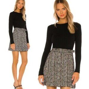 Theory Long-Sleeve Knit Combo Dress in Tweed - Size P